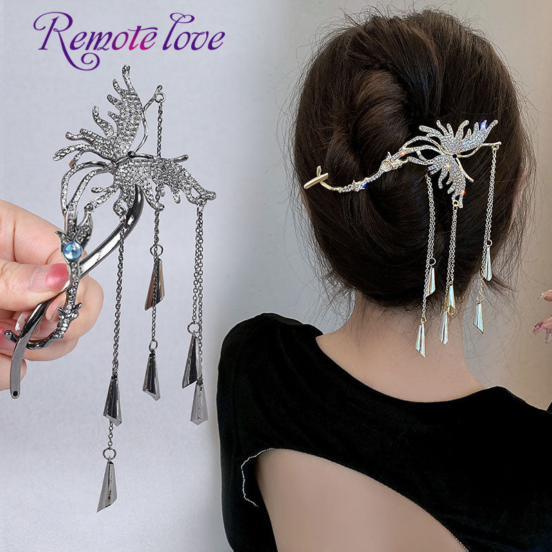 1 Piece Fashion Women Hair Claw Clip Tassels Butterfly Rhinestone Hair Clip High Quality Elegant Hair Accessories T1528