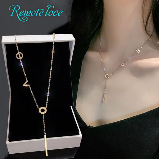 1 Piece Fashion Women Necklace Quality Alloy Love tassel Clavicle Chain Elegant Jewellery Best Birthday Gift N165