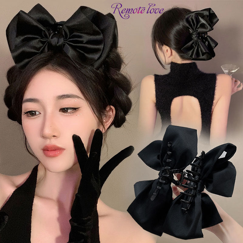 1 Piece Latest Women Black Bowknot Hair Clip Ribbon Cloth Hair Accessories Headwear Best Birthday Gift T1520