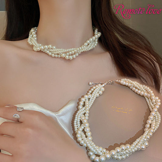 1 Piece Fashion Women Clavicle Chain New Elegant Convolve Pearls Necklace Best Birthday Gifts N190