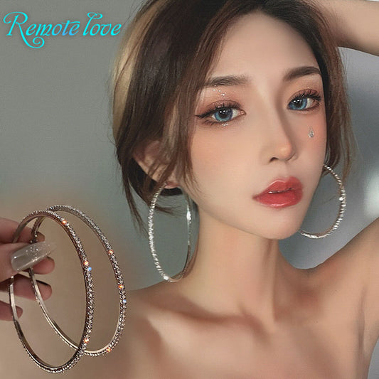 1 pair wonderful women hoop earrings quality inlay rhinestones stud earrings fashion jewellery best birthday gift E1682