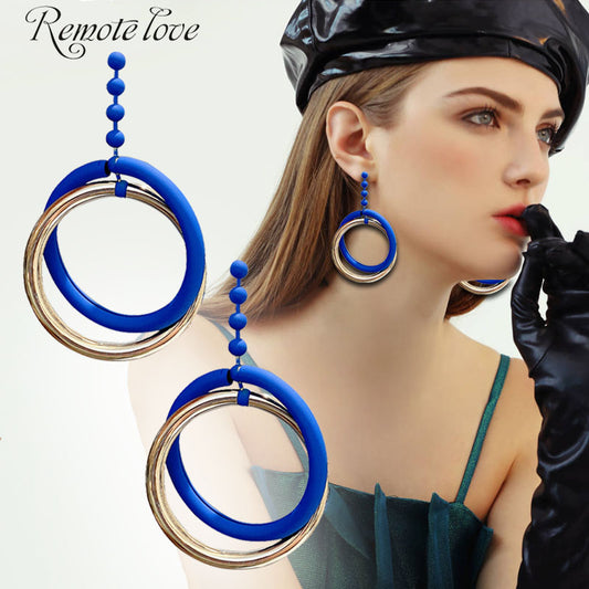 1 Pair Fashion Lady Earrings Quality Acrylic Round  Drop Earrings Exaggerated Stud Earrings Best Birthday Gift E1414