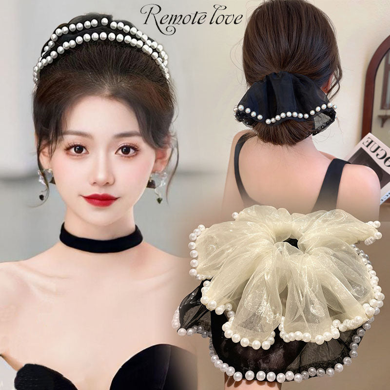 1Piece Elegant Fashion Women Hair Ring Pure Color Pearls High Quality Hair Rope Hair Accessories Gifts T1856