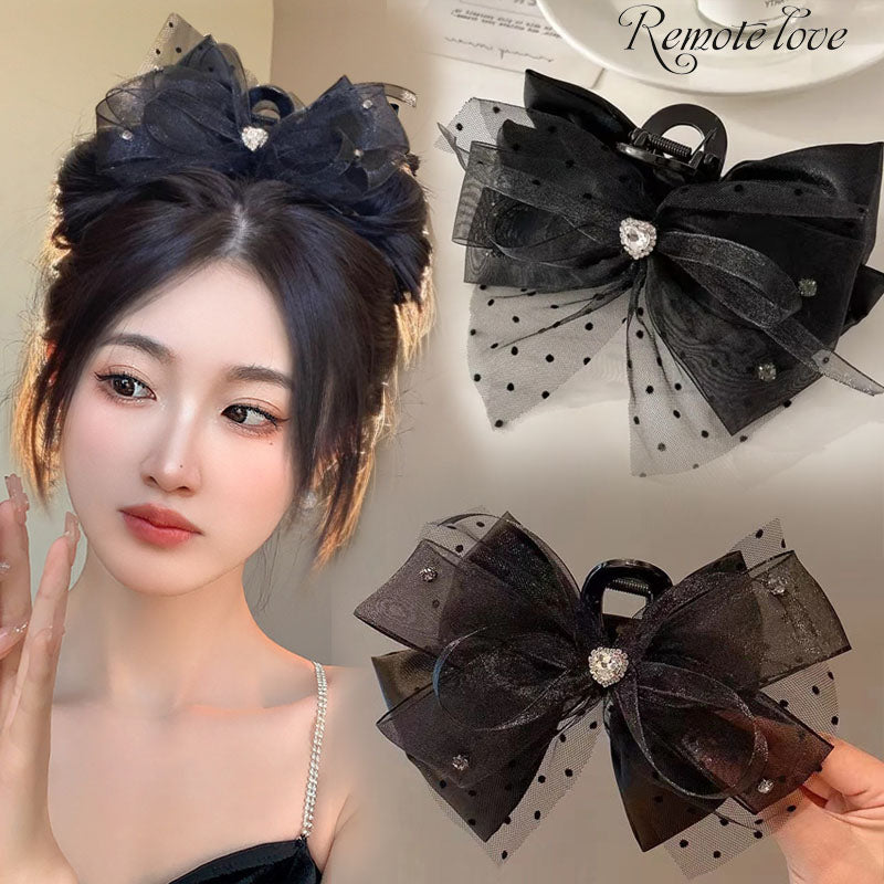 1 Piece Sweet Women Hair Clip Bowknot Rhinestone Wave Point High Quality Hair Claws Hair Accessories T1630