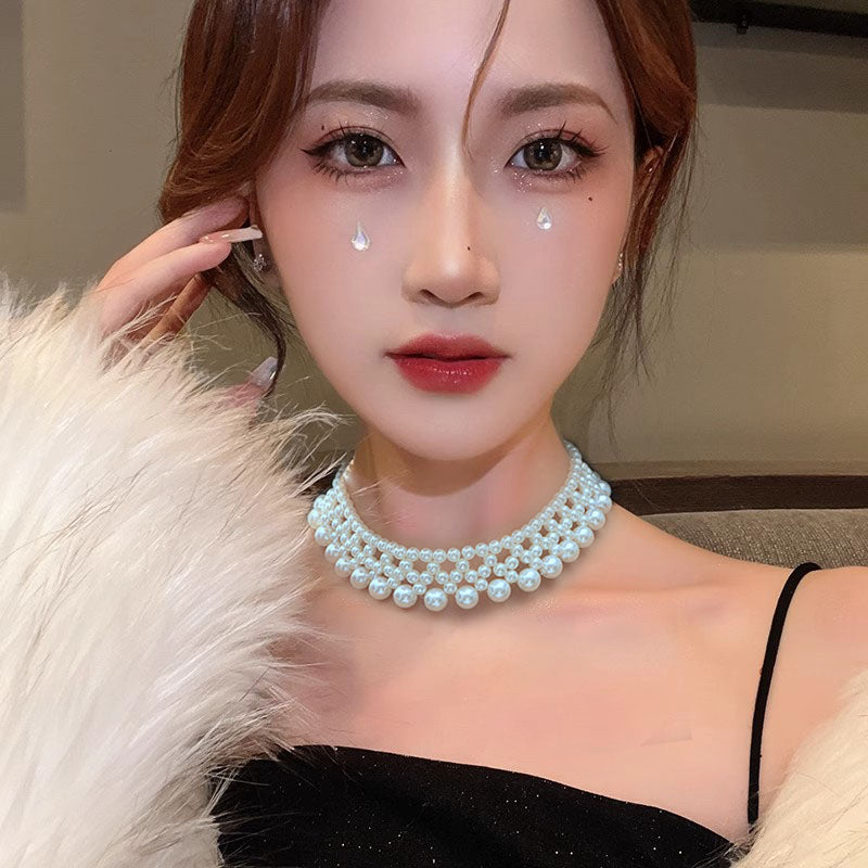 1 Piece Elegant Woven Pearls Necklace Fashion Women Clavicle Chain Wonderful Bride Gift N213