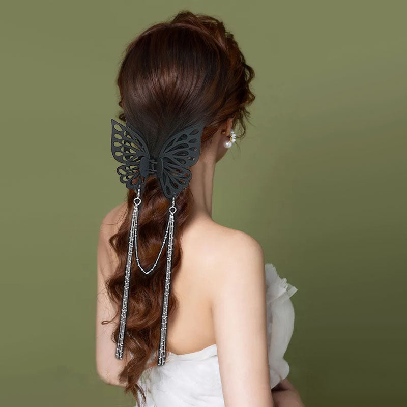 1 Piece Exaggeration Women Hair Clip Butterfly Quality Tassel Hair Claws Beautiful Hair Accessories Gifts T1898