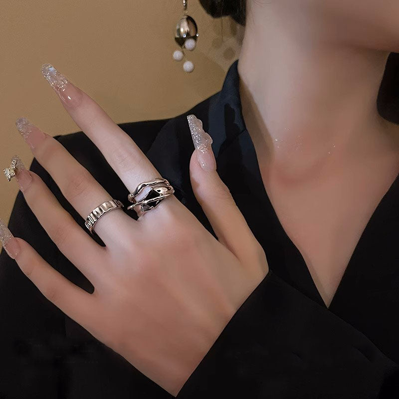 2Pcs/Set Vingant Women Rhinestones Open Ring Fashion Accessories High Quality Alloy Wedding Ring Best Gifts J246