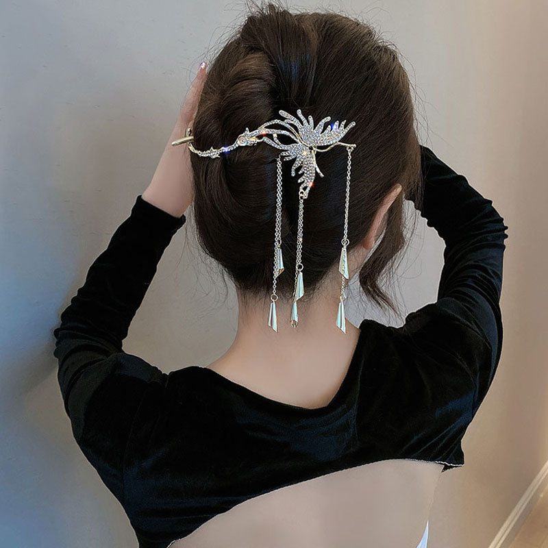 1 Piece Fashion Women Hair Claw Clip Tassels Butterfly Rhinestone Hair Clip High Quality Elegant Hair Accessories T1528