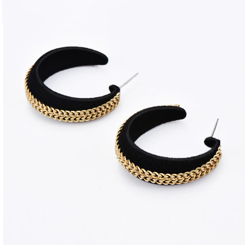 1 pair fashion women earrings quality figured cloth chain C-shape stud earrings Simple jewellery best birthday gift E1420