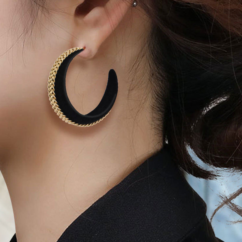 1 pair fashion women earrings quality figured cloth chain C-shape stud earrings Simple jewellery best birthday gift E1420