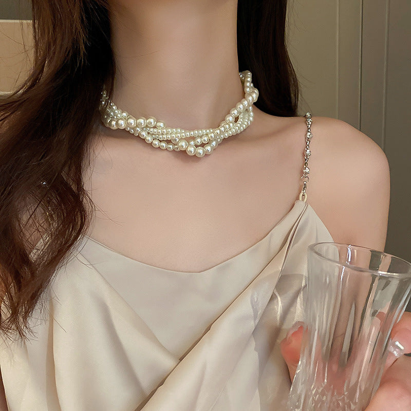 1 Piece Fashion Women Clavicle Chain New Elegant Convolve Pearls Necklace Best Birthday Gifts N190