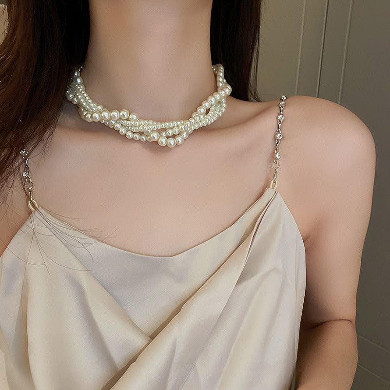 1 Piece Fashion Women Clavicle Chain New Elegant Convolve Pearls Necklace Best Birthday Gifts N190