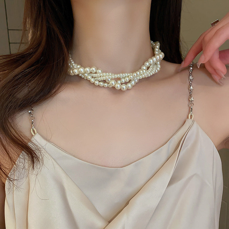 1 Piece Fashion Women Clavicle Chain New Elegant Convolve Pearls Necklace Best Birthday Gifts N190