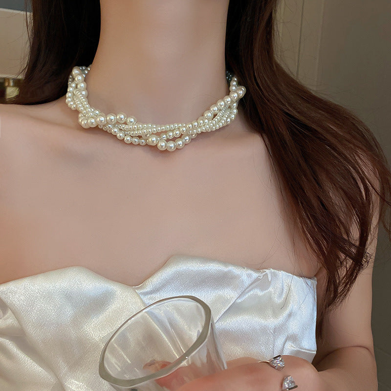 1 Piece Fashion Women Clavicle Chain New Elegant Convolve Pearls Necklace Best Birthday Gifts N190