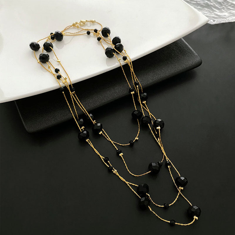 1 Piece Fashion Women Imitated Crystal Necklace Quality Alloy Long Necklace Elegant Sweater Chain N202