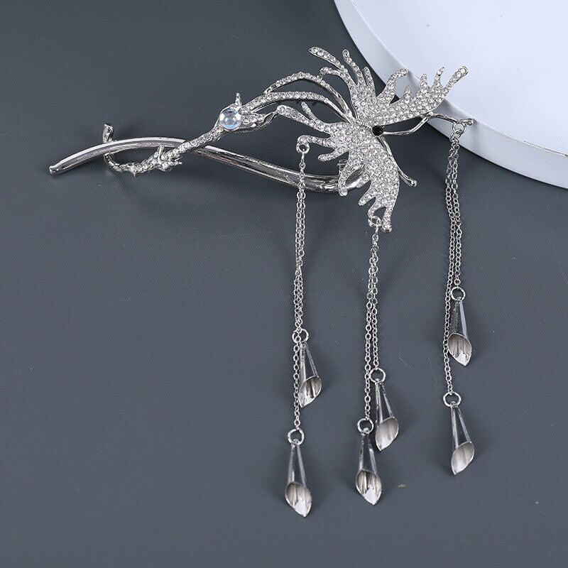 1 Piece Fashion Women Hair Claw Clip Tassels Butterfly Rhinestone Hair Clip High Quality Elegant Hair Accessories T1528