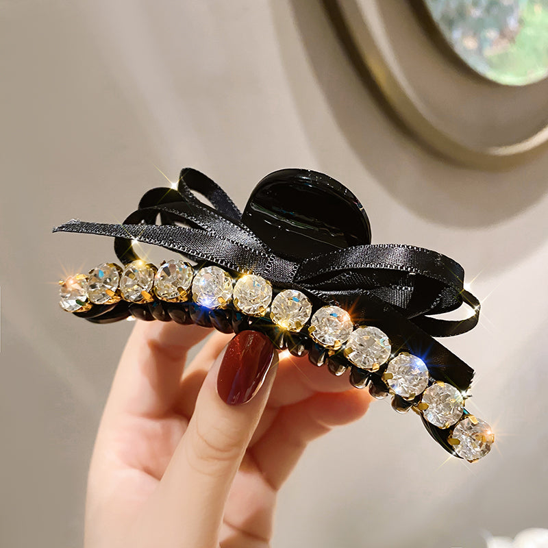 1 Pair Sweet Women Black Bowknot Hair Clip Rhinestones Hair Accessories Headwear Best Birthday Gift T1222