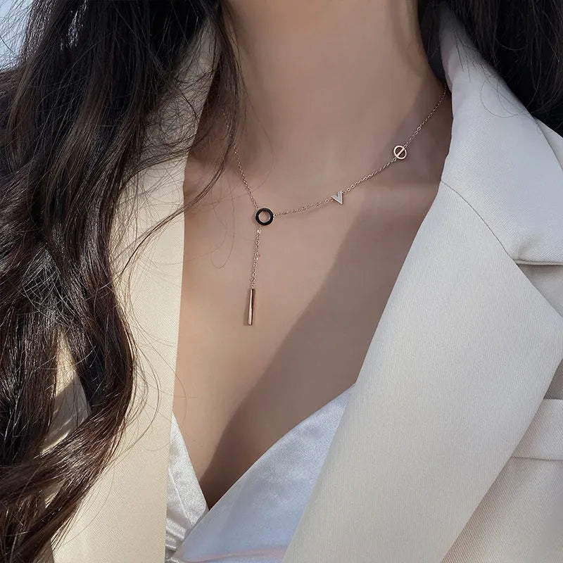 1 Piece Fashion Women Necklace Quality Alloy Love tassel Clavicle Chain Elegant Jewellery Best Birthday Gift N165