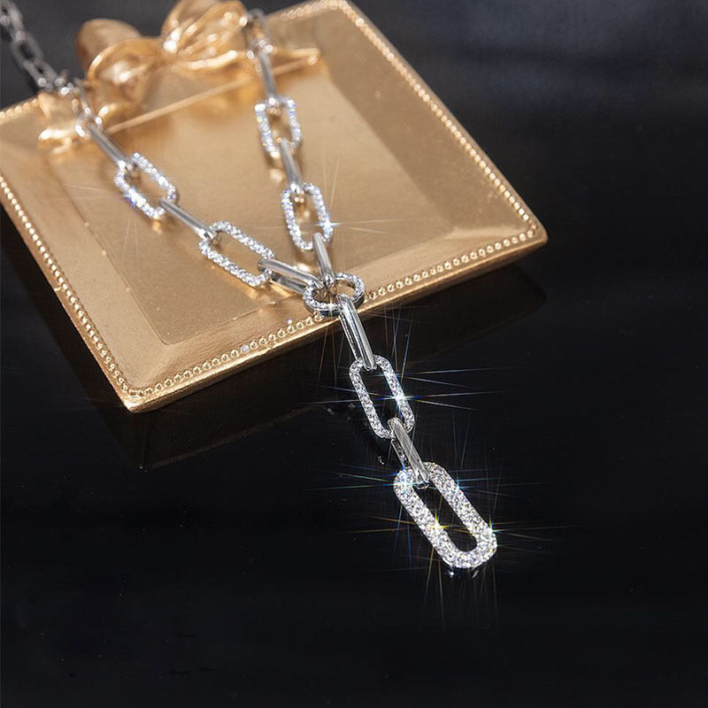 1 Piece  Fashion Women Necklace Quality Alloy Inlay Rhinestones Chain Tassels Clavicle Chain Best Birthday Gift N170