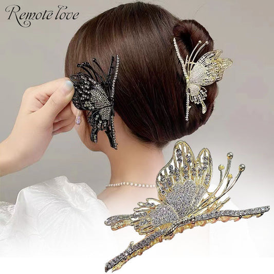 1 Piece Elegant Women Hair Clip Butterfly Rhinestone High Quality Gripper Delicate Hair Accessories T1449